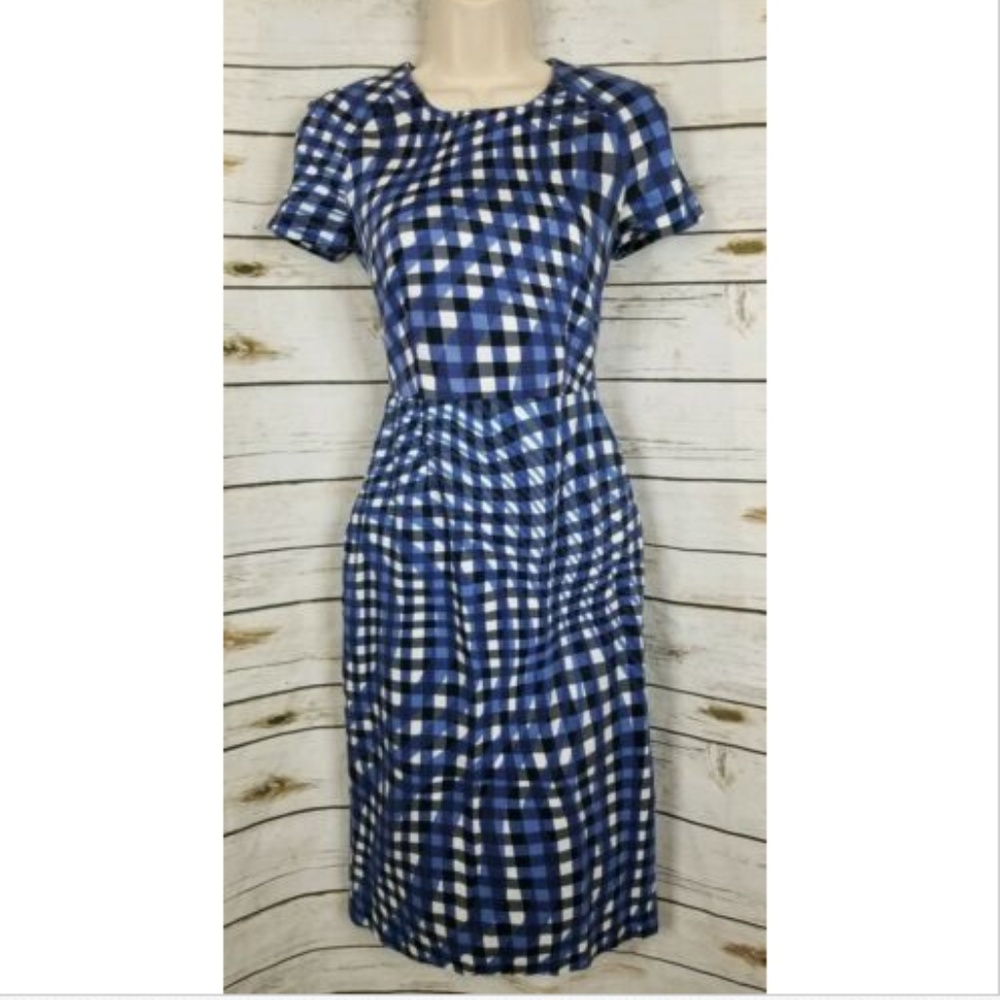 L.K. Bennett London Blue Multi Check Dress Pencil